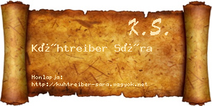 Kühtreiber Sára névjegykártya